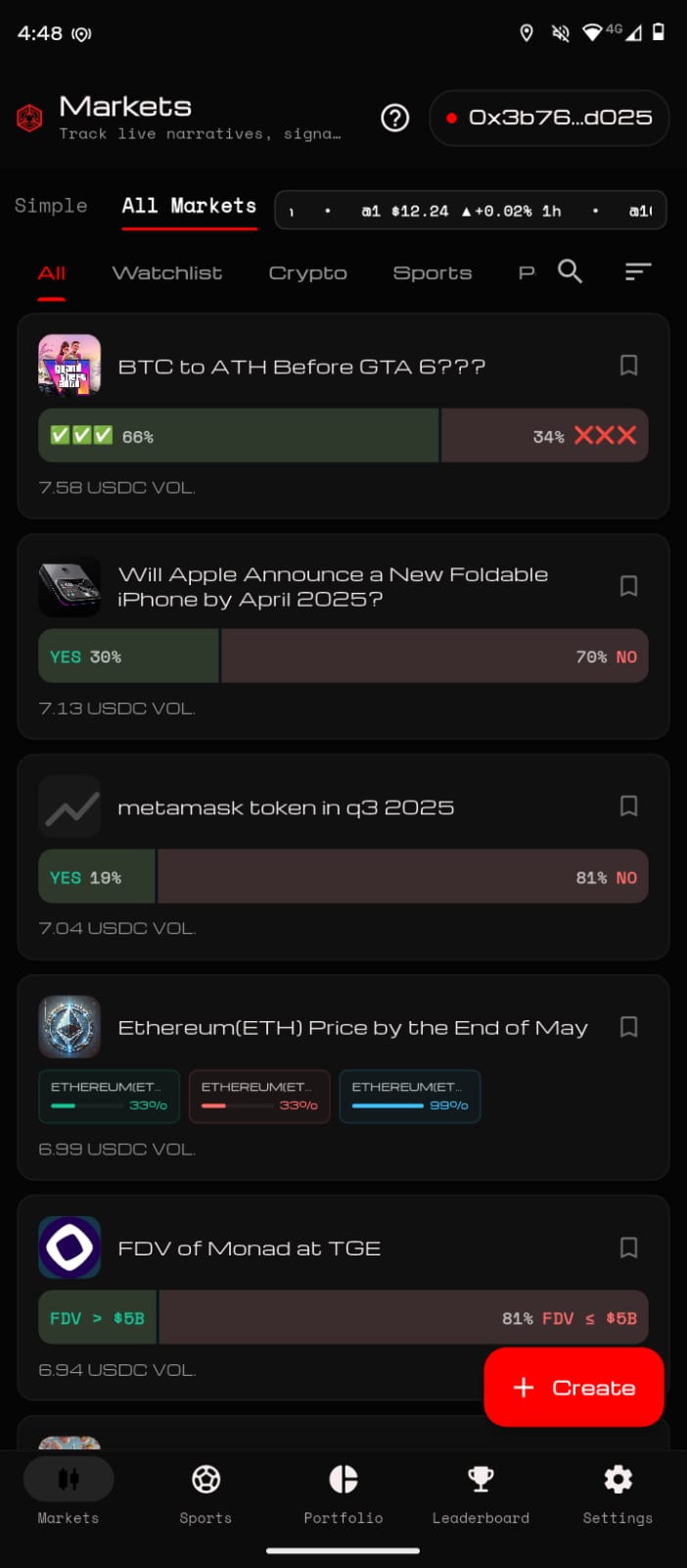 Arenaton mobile market interface